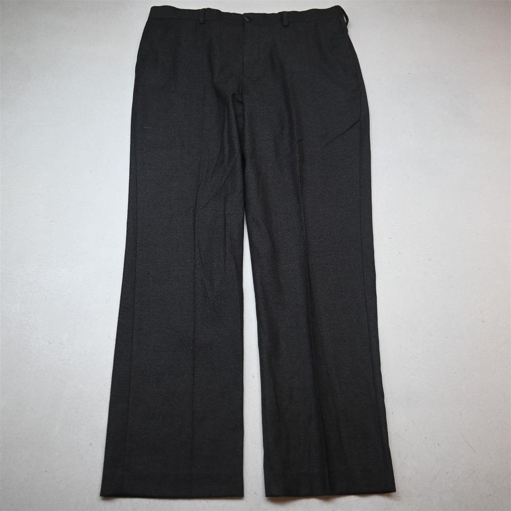 Hart Schaffner Marx 36x32 Gray 100% Wool Flannel Straight Dress Mens Pants